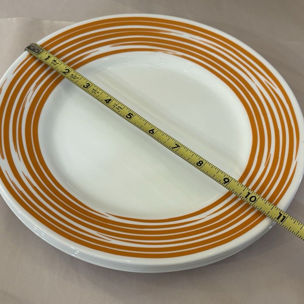 Corelle Strokes Of Color 4 Dinner Plates + 4 Luncheons Tangerine Discontinued - Picture 6 of 12